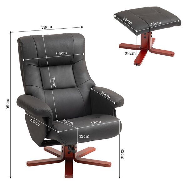 HOMCOM Faux Microfibre Leather Manual Recliner with Cat Scratch Resistant Material, Black Aosom UK