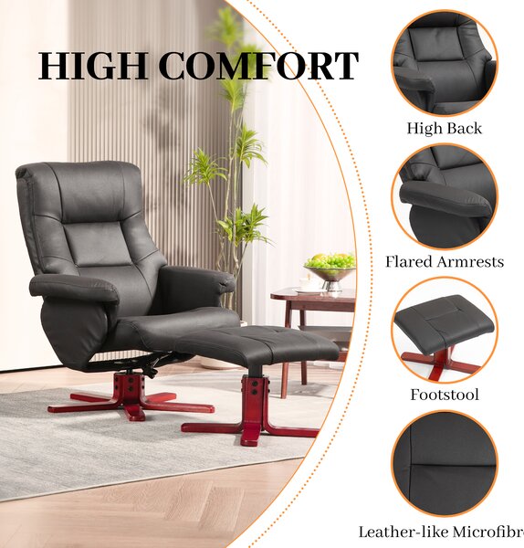 HOMCOM Faux Microfibre Leather Manual Recliner with Cat Scratch Resistant Material, Black Aosom UK