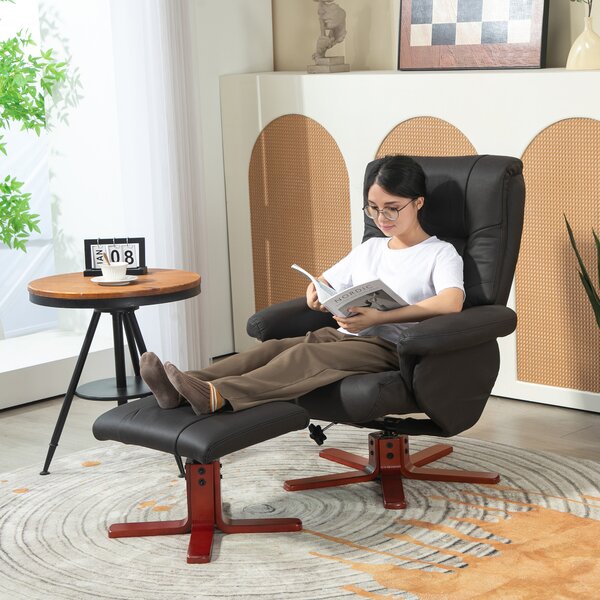 HOMCOM Faux Microfibre Leather Manual Recliner with Cat Scratch Resistant Material, Black Aosom UK