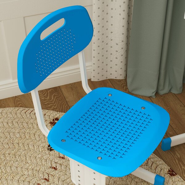 HOMCOM Kids Adjustable Desk and Chair Set, Book Stand, Pen Slot - Blue Aosom UK