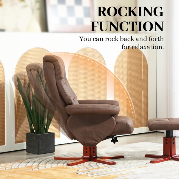 HOMCOM Faux Microfibre Leather Manual Recliner and Footstool Set, Cat Scratch Resistant, Dark Brown Aosom UK