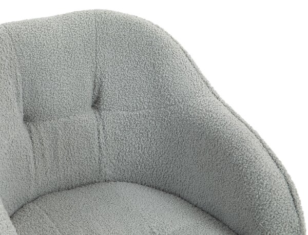 HOMCOM Swivel Armchair withTall Back, Teddy Fleece Office Chair, Makeup Vanity Chair with Height Adjustable, Wheels, for Home Study, Grey Aosom UK