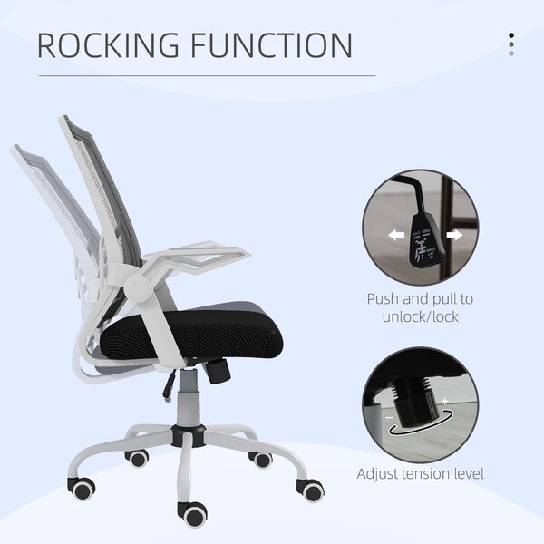 Vinsetto Ergonomic Desk Chair with Flip-Up Armrests, Swivel Wheels & Adjustable Lumbar Support for Home Office & Study, Scratch Resistant, Black Aosom UK