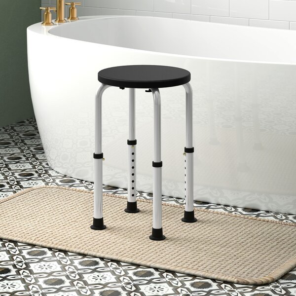 HOMCOM Shower Chair, Height Adjustable Aluminium Shower Stool with Non-Slip Feet, Black Aosom UK