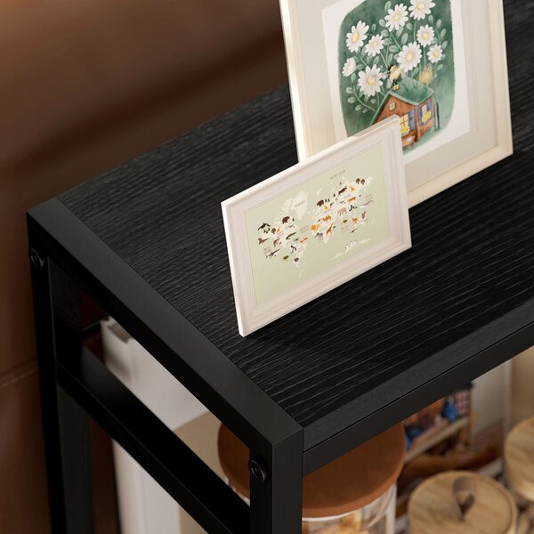 HOMCOM Steel Bedside Table, Sturdy Three Shelf Industrial Side Table with Adjustable Feet, 62.5H x 43W x 18Dcm, Maximum load 12kg, Black Aosom UK
