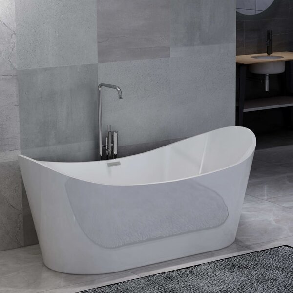 Freestanding Bathtub White Acrylic 204 L