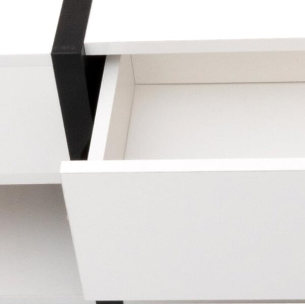 White Coffee Table with 4 Drawers and Bottom Open Storage Space, Living Room Table with Unique Pattern for Sofa Side, 78x78x36 cm, White Aosom.UK