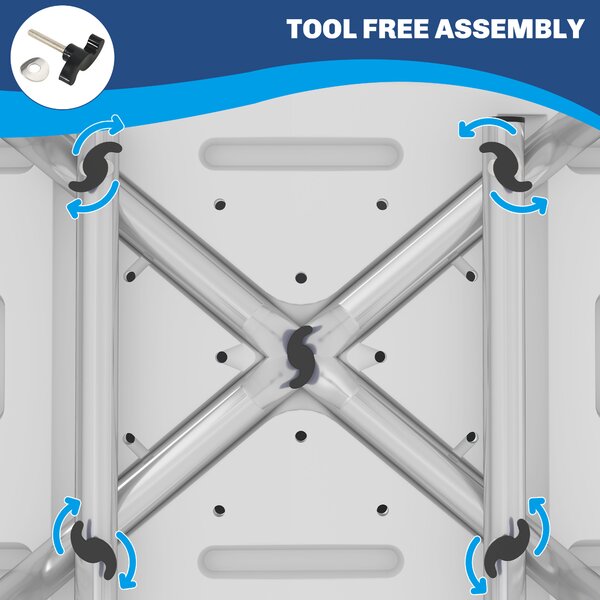 HOMCOM Shower Stool with Backrest, Height Adjustable Shower Chair with Anti-slip Foot Pads, Shower Head Holder, Light Blue Aosom UK