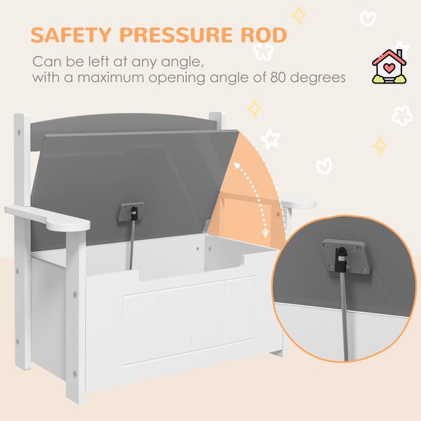AIYAPLAY 2-in-1 Toy Box for Kids with Lid for Bedroom, Nursery, Playroom, Grey Aosom UK