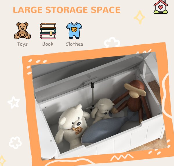 AIYAPLAY 2-in-1 Toy Box for Kids with Lid for Bedroom, Nursery, Playroom, Grey Aosom UK
