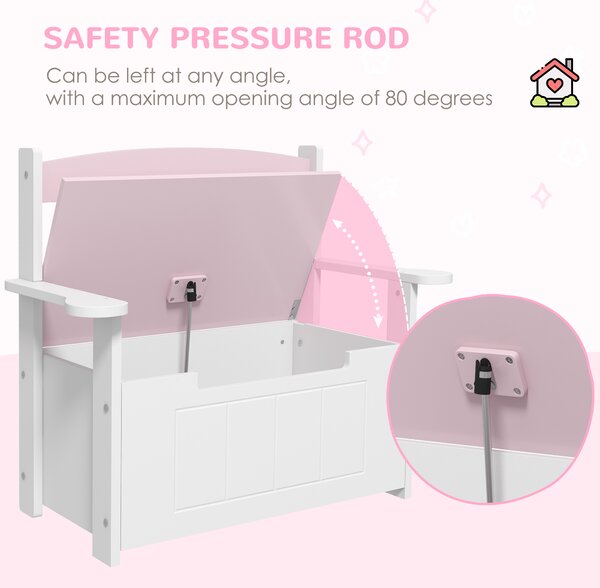 AIYAPLAY 2-in-1 Toy Box for Kids with Lid for Bedroom, Nursery, Playroom, Pink Aosom UK