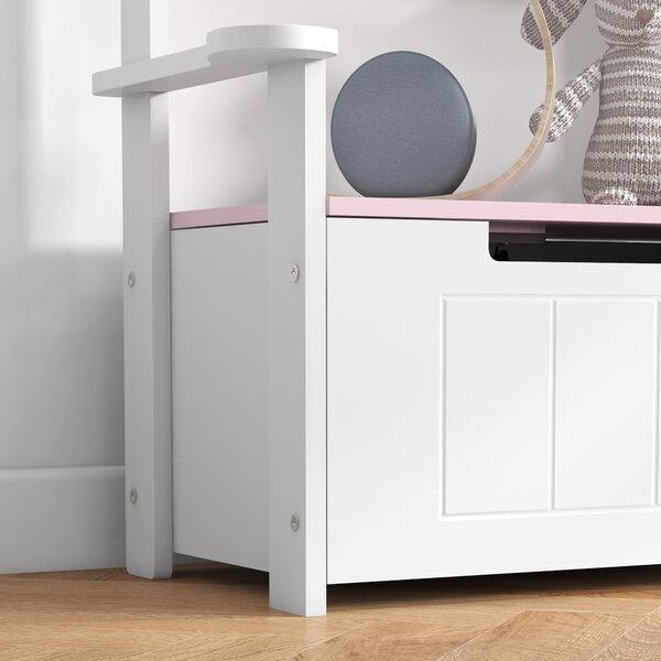AIYAPLAY 2-in-1 Toy Box for Kids with Lid for Bedroom, Nursery, Playroom, Pink Aosom UK