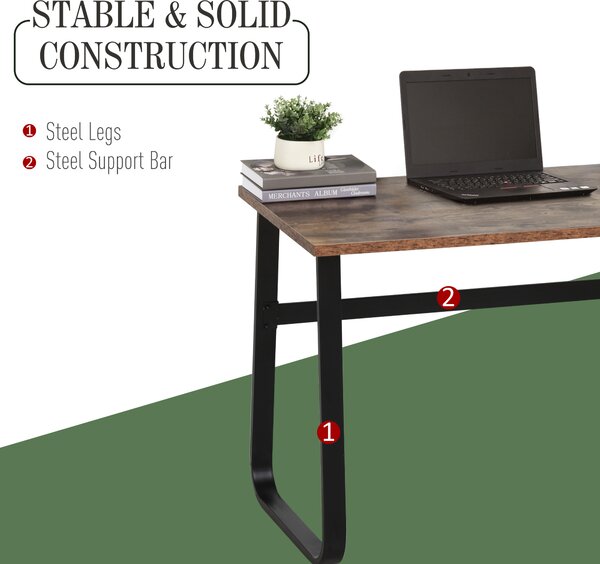 HOMCOM Writing Desk Workstation Center Laptop Table Industrial Design Furniture for Home Office Study Use Aosom UK
