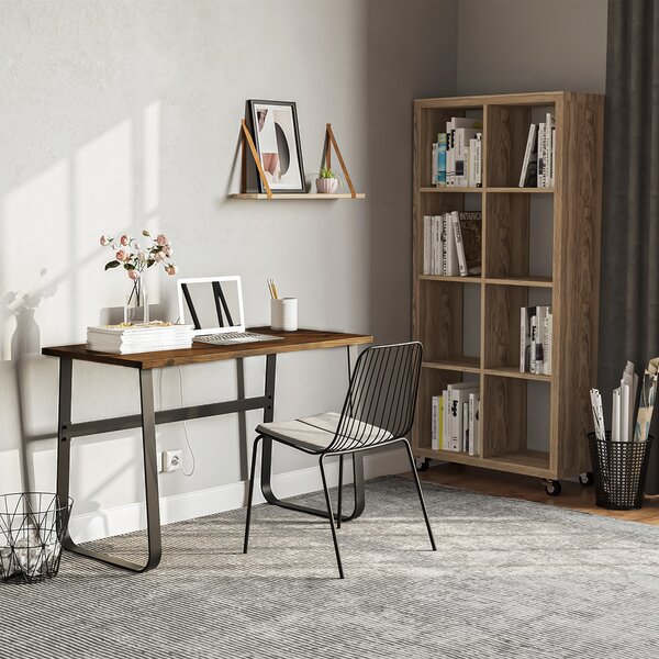 HOMCOM Writing Desk Workstation Center Laptop Table Industrial Design Furniture for Home Office Study Use Aosom UK
