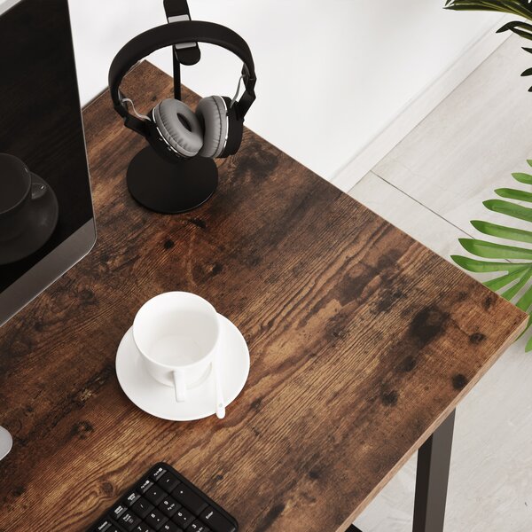 HOMCOM Writing Desk Workstation Center Laptop Table Industrial Design Furniture for Home Office Study Use Aosom UK