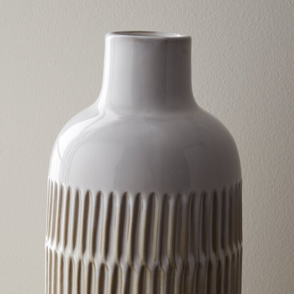 Concave Geometric Carved Ceramic Vase