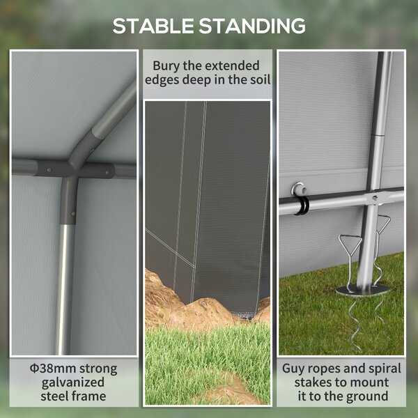 Outsunny Portable Shed, Garden Storage Shed with Window and Door for Motorcycles, Bicycles, 3.6 x 2.1m, Dark Grey Aosom UK