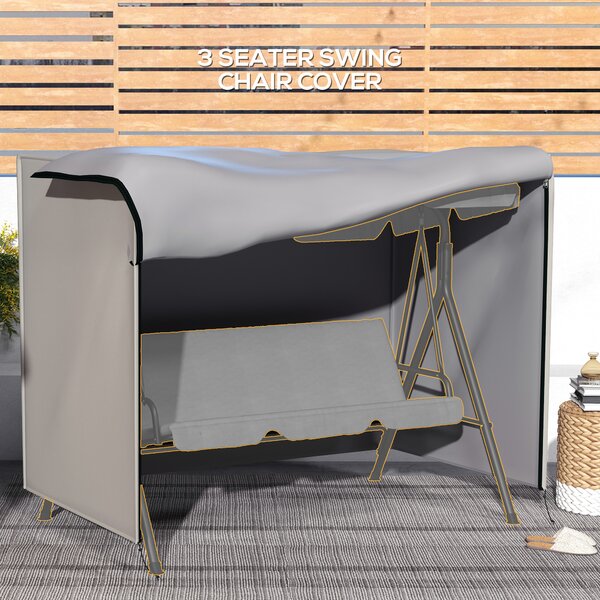 Outsunny 205 x 124cm Three-Seater Swing Chair Protective Cover Grey Aosom UK