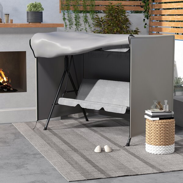 Outsunny 205 x 124cm Three-Seater Swing Chair Protective Cover Grey Aosom UK