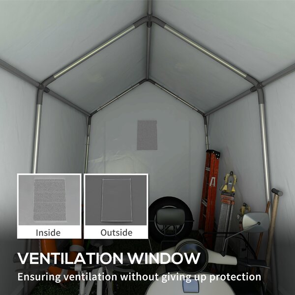 Outsunny Portable Shed, Garden Storage Shed with Window and Door for Motorcycles, Bicycles, 3.6 x 2.1m, Dark Grey Aosom UK