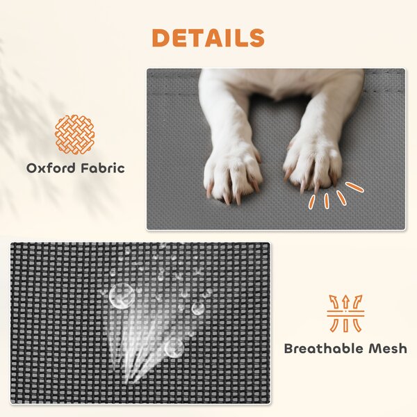 PawHut Raised Dog Bed Waterproof Elevated Pet Cot with Breathable Mesh UV Protection Canopy Grey, for XL Dogs, 122 x 92 x 108cm Aosom UK