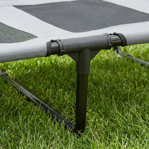 PawHut Raised Dog Bed Waterproof Elevated Pet Cot with Breathable Mesh UV Protection Canopy Grey, for XL Dogs, 122 x 92 x 108cm Aosom UK