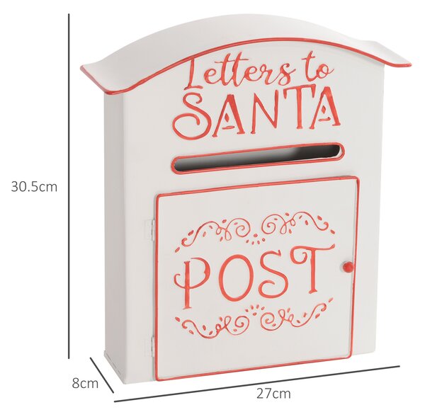 HOMCOM Christmas Post Box, Letters to Santa Mailbox, Wall Mounted Postbox, Christmas Decoration for Indoor and Outdoor, White Aosom UK