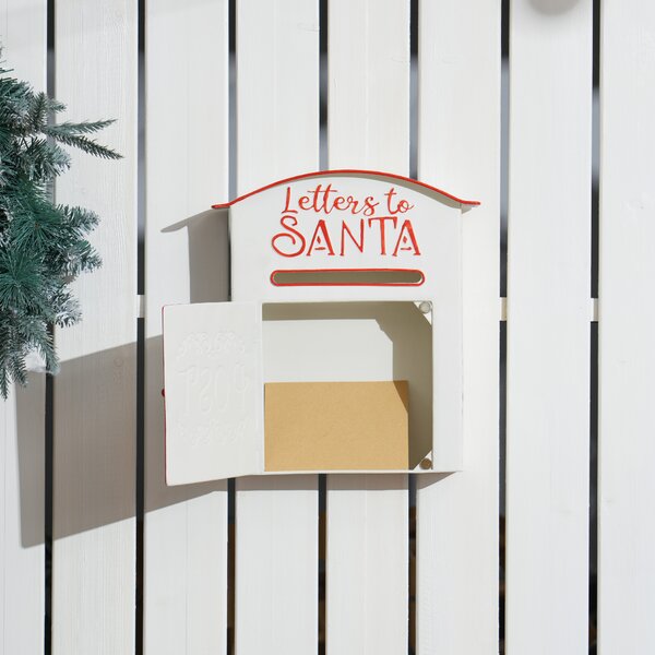 HOMCOM Christmas Post Box, Letters to Santa Mailbox, Wall Mounted Postbox, Christmas Decoration for Indoor and Outdoor, White Aosom UK
