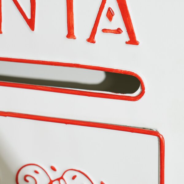HOMCOM Christmas Post Box, Letters to Santa Mailbox, Wall Mounted Postbox, Christmas Decoration for Indoor and Outdoor, White Aosom UK