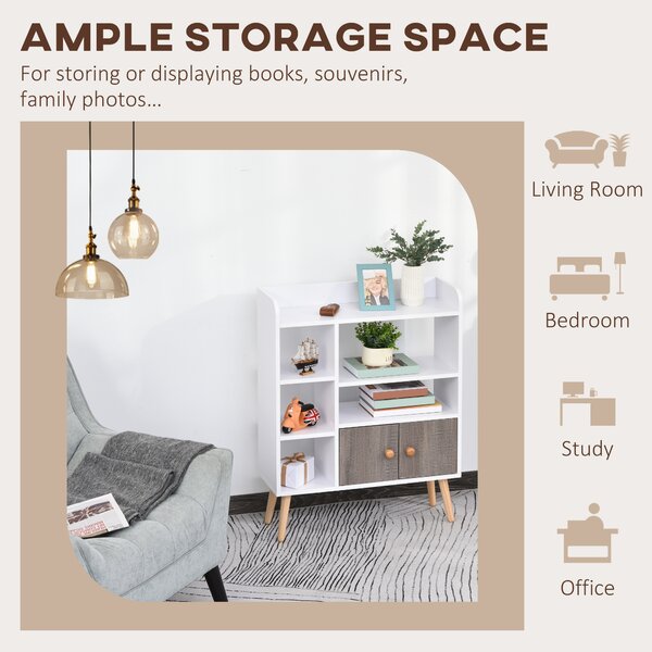 HOMCOM Modern Bookcase: Stylish Wood-Legged Display Unit for Home Office, Crisp White Aosom UK