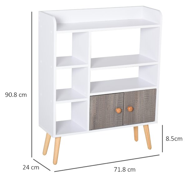 HOMCOM Modern Bookcase: Stylish Wood-Legged Display Unit for Home Office, Crisp White Aosom UK