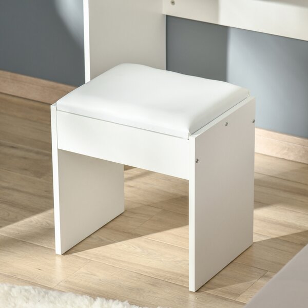 HOMCOM Makeup Desk with Drawer, Vanity Table Set with Flip-up Mirror and Cushioned Stool, White Aosom UK