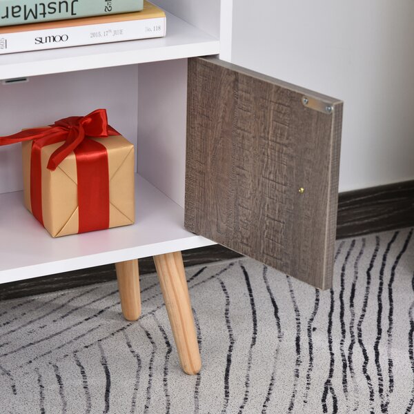HOMCOM Modern Bookcase: Stylish Wood-Legged Display Unit for Home Office, Crisp White Aosom UK