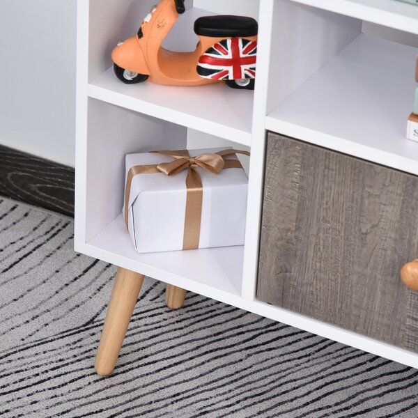 HOMCOM Modern Bookcase: Stylish Wood-Legged Display Unit for Home Office, Crisp White Aosom UK
