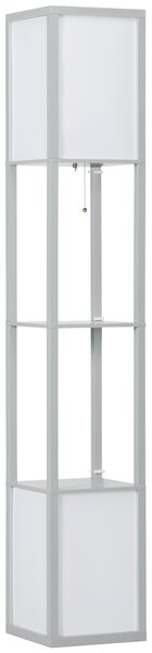 HOMCOM Modern Shelf Floor Lamp with Dual Ambient Light, Standing Lamp Living Room, Bedroom, 156cm, Grey