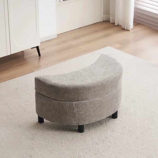 Chenille Bedroom Chairs with 3 Back Cushions and Crescent Ottoman Stool, 360° Swivel Armchair for Living room, 107L x 105W x 82H cm, Grey Aosom.UK