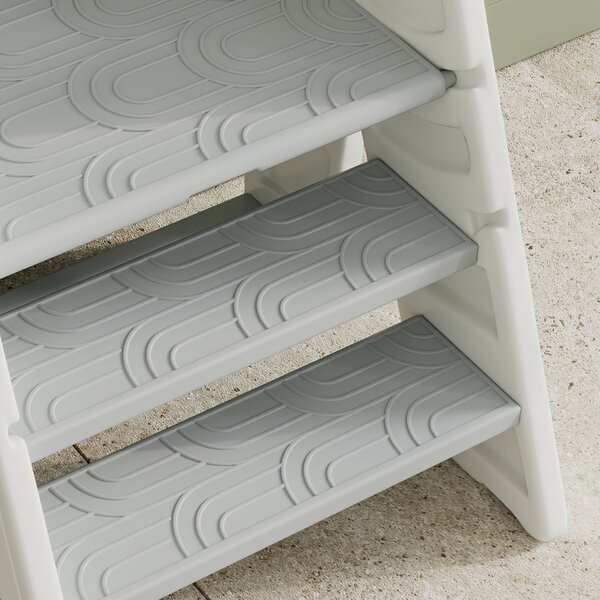 AIYAPLAY Foldable & Adjustable Toddler Tower with Handle, Non-Slip, Grey Aosom UK