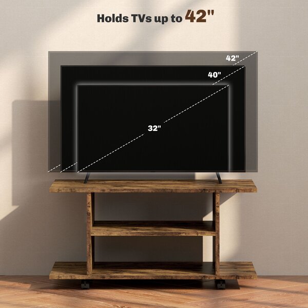 HOMCOM Modern TV Cabinet Stand Storage Shelves Table Mobile Bedroom Furniture Bookshelf Bookcase Rustic Brown Aosom UK