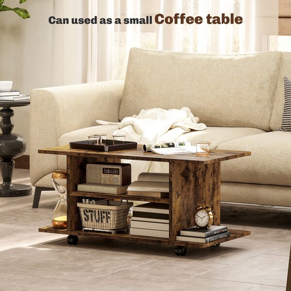 HOMCOM Modern TV Cabinet Stand Storage Shelves Table Mobile Bedroom Furniture Bookshelf Bookcase Rustic Brown Aosom UK