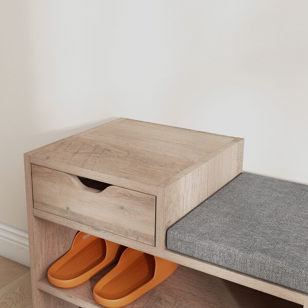 HOMCOM Multi-Compartment Shoe Bench, with Seat - Grey Aosom UK