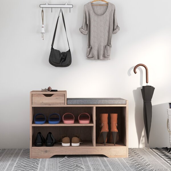 HOMCOM Multi-Compartment Shoe Bench, with Seat - Grey Aosom UK
