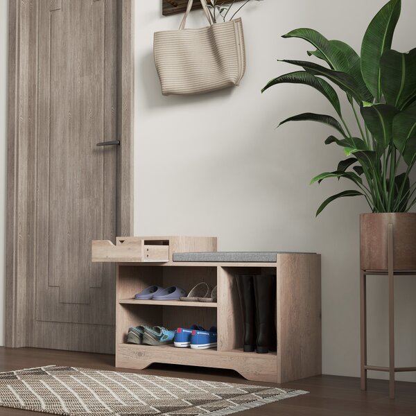 HOMCOM Multi-Compartment Shoe Bench, with Seat - Grey Aosom UK