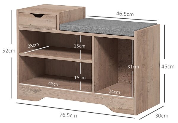 HOMCOM Multi-Compartment Shoe Bench, with Seat - Grey Aosom UK