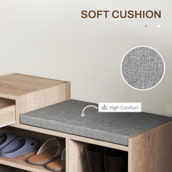 HOMCOM Multi-Compartment Shoe Bench, with Seat - Grey Aosom UK
