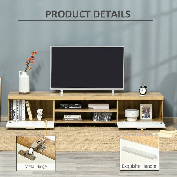 HOMCOM Modern TV Unit, TV Cabinet for TVs up to 90 Inches, Entertainment Center with Drawer Shelf for Living Room, Bedroom, Oak and White