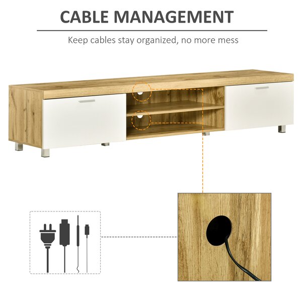 HOMCOM Modern TV Unit, TV Cabinet for TVs up to 90 Inches, Entertainment Center with Drawer Shelf for Living Room, Bedroom, Oak and White