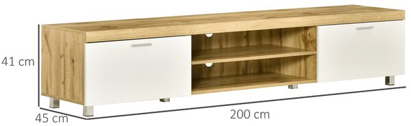 HOMCOM Modern TV Unit, TV Cabinet for TVs up to 90 Inches, Entertainment Center with Drawer Shelf for Living Room, Bedroom, Oak and White