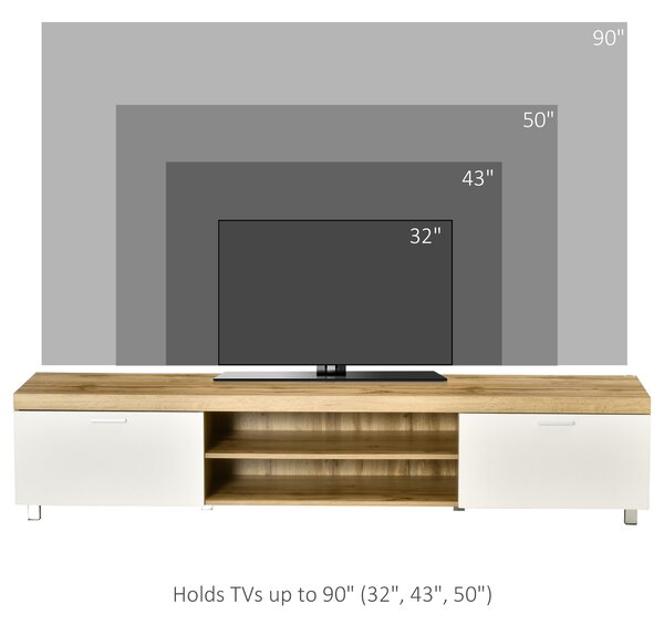 HOMCOM Modern TV Unit, TV Cabinet for TVs up to 90 Inches, Entertainment Center with Drawer Shelf for Living Room, Bedroom, Oak and White