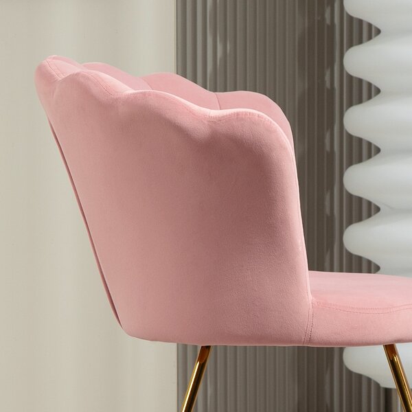 HOMCOM Velvet-Feel Lotus Petal Accent Chair - Pink Aosom UK