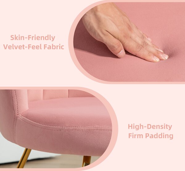 HOMCOM Velvet-Feel Lotus Petal Accent Chair - Pink Aosom UK